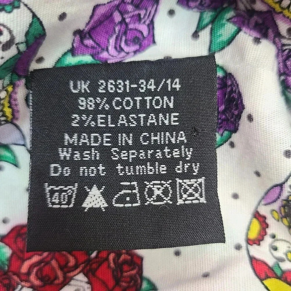 Hell Bunny Sugar Skulls Pin Up Sundress Women's Small Pockets White Rockabilly - Picture 6 of 6